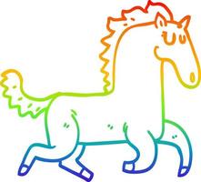 Regenbogen-Gradientenlinie Zeichnung Cartoon prächtiger Hengst vektor