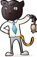 Cartoon-Business-Katze mit toter Maus vektor