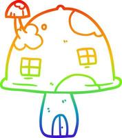 regnbåge lutning linje teckning fe- svamp hus vektor