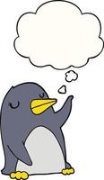 tecknad pingvin och tankebubbla vektor