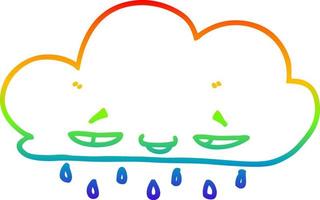 Regenbogen-Gradientenlinie Zeichnung Cartoon-Regenwolke vektor