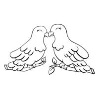 Taube ist Symbol für Frieden und Liebe. Malvorlagen für Kinder. digitaler Stempel. Zeichentrickfigur. Vektor-Illustration isoliert auf weißem Hintergrund. vektor