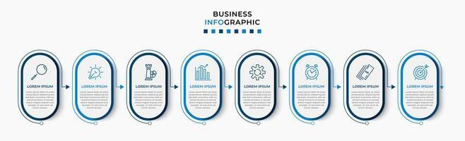 Vektor-Infografik-Design-Geschäftsvorlage mit Symbolen und 8 Optionen oder Schritten. kann für Prozessdiagramme, Präsentationen, Workflow-Layouts, Banner, Flussdiagramme und Infografiken verwendet werden vektor