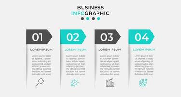 Vektor-Infografik-Design-Geschäftsvorlage mit Symbolen und 4 Optionen oder Schritten. kann für Prozessdiagramme, Präsentationen, Workflow-Layouts, Banner, Flussdiagramme und Infografiken verwendet werden vektor