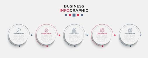 Vektor-Infografik-Design-Geschäftsvorlage mit Symbolen und 5 Optionen oder Schritten. kann für Prozessdiagramme, Präsentationen, Workflow-Layouts, Banner, Flussdiagramme und Infografiken verwendet werden vektor