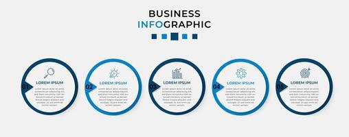 vektor infographic design affärsmall med ikoner och 5 alternativ eller steg. kan användas för processdiagram, presentationer, arbetsflödeslayout, banner, flödesschema, infografik