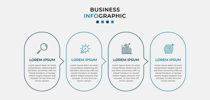 Vektor-Infografik-Design-Geschäftsvorlage mit Symbolen und 4 Optionen oder Schritten. kann für Prozessdiagramme, Präsentationen, Workflow-Layouts, Banner, Flussdiagramme und Infografiken verwendet werden vektor