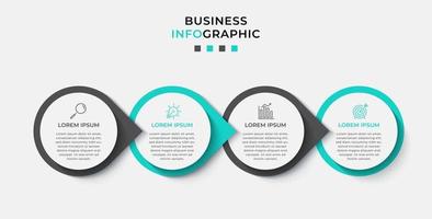 vektor infographic design affärsmall med ikoner och 4 alternativ eller steg. kan användas för processdiagram, presentationer, arbetsflödeslayout, banner, flödesschema, infograf