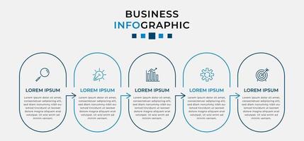 vektor infographic design affärsmall med ikoner och 5 alternativ eller steg. kan användas för processdiagram, presentationer, arbetsflödeslayout, banner, flödesschema, infografik