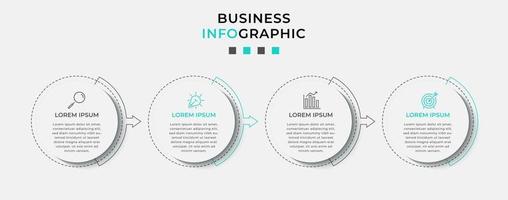 Vektor-Infografik-Design-Geschäftsvorlage mit Symbolen und 4 Optionen oder Schritten. kann für Prozessdiagramme, Präsentationen, Workflow-Layouts, Banner, Flussdiagramme und Infografiken verwendet werden vektor