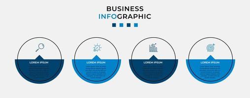 Vektor-Infografik-Design-Geschäftsvorlage mit Symbolen und 4 Optionen oder Schritten. kann für Prozessdiagramme, Präsentationen, Workflow-Layouts, Banner, Flussdiagramme und Infografiken verwendet werden vektor