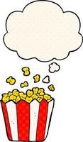 cartoon popcorn und gedankenblase im comic-stil vektor