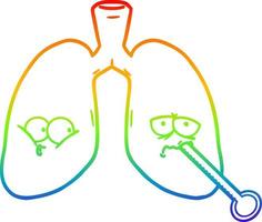 regnbåge lutning linje teckning tecknad serie ohälsosam lungor vektor