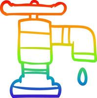 Regenbogen-Gradientenlinie Zeichnung Cartoon tropfender Wasserhahn vektor