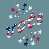 text in den farben der flagge von amerika, abstimmung bei den us-präsidentschaftswahlen. vektor