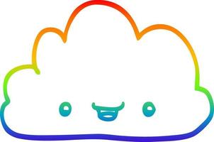 Regenbogen-Gradientenlinie Zeichnung Cartoon winzige glückliche Wolke vektor