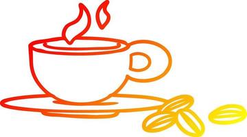 warme Farbverlaufslinie, die eine schöne Tasse Kaffee zeichnet vektor