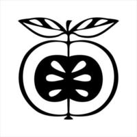 Apple Doodle handgezeichneter schwarzer Umriss Logo Symbol Silhouette eine Nahaufnahme, isoliert, weißer Hintergrund. vektor