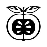 äpple klotter hand dragen svart översikt logotyp ikon silhuett ett närbild, isolerat, vit bakgrund. vektor