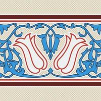 redigerbar traditionell turkiska tulpan blommig rektangel motiv vektor mönster i platt och årgång stil för ottoman kultur och tradition relaterad design