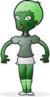 tecknad serie zombie monster kvinna vektor