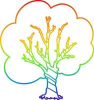 Regenbogen-Gradientenlinie Zeichnung Cartoon-Baum vektor