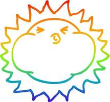 Regenbogen-Gradientenlinie Zeichnung Cartoon leuchtende Sonne vektor