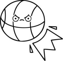 Strichzeichnung Cartoon-Basketball vektor