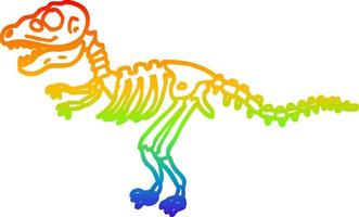 Regenbogen-Gradientenlinie, die Cartoon-Dinosaurierknochen zeichnet vektor