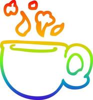 Regenbogen-Gradientenlinie Zeichnung Cartoon dampfende Tasse vektor