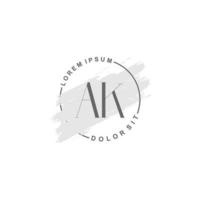 anfängliches ak-minimalistisches logo mit pinsel, anfängliches logo für unterschrift, hochzeit, mode, blumen und botanik. vektor