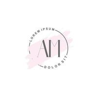 anfängliches minimalistisches logo mit pinsel, anfängliches logo für unterschrift, hochzeit, mode, blumen und botanik. vektor