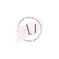 anfängliches aj-minimalistisches logo mit pinsel, anfängliches logo für unterschrift, hochzeit, mode, blumen und botanik. vektor