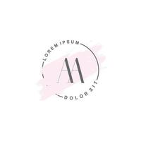 anfängliches aa minimalistisches logo mit pinsel, anfängliches logo für unterschrift, hochzeit, mode, blumen und botanik. vektor