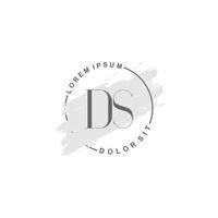 första ds minimalistisk logotyp med borsta, första logotyp för signatur, bröllop, mode, skönhet och salong. vektor