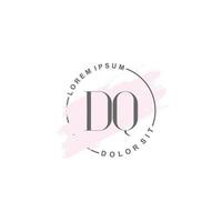 anfängliches dq-minimalistisches logo mit pinsel, anfängliches logo für unterschrift, hochzeit, mode, schönheit und salon. vektor