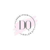 första dq minimalistisk logotyp med borsta, första logotyp för signatur, bröllop, mode, skönhet och salong. vektor