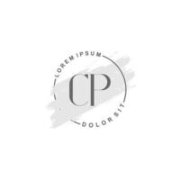 initiales cp minimalistisches logo mit pinsel, initiales logo für unterschrift, hochzeit, mode, schönheit und salon. vektor