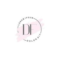 anfängliches df minimalistisches logo mit pinsel, anfängliches logo für unterschrift, hochzeit, mode, schönheit und salon. vektor