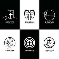 kristen gemenskap kreativ logotyp uppsättning i svart och vit Färg design