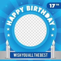Designvorlage zum Geburtstag mit blauer Farbe und Kerze vektor
