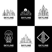 Skyline-Gebäude-Logo-Design-Set-Vektor vektor