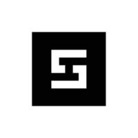 digital brev s ikon logotyp, kombinerad med fyrkant form, svart och vit illustration vektor