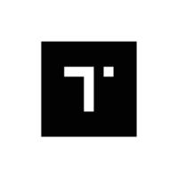 Buchstabe t-Logo, kombiniert mit quadratischer Form, Alphabet t-Symboldesign, schwarz-weißes Vektorlogo vektor