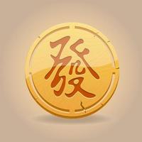 trä- amulett kinesisk karaktär välbefinnande vektor