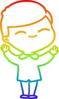 Regenbogen-Gradientenlinie Zeichnung Cartoon lächelnder Junge vektor