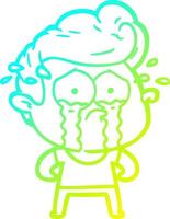 Kalte Gradientenlinie Zeichnung Cartoon weinender Mann vektor