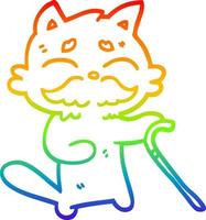 Regenbogen-Gradientenlinie Zeichnung Cartoon alte Katze vektor