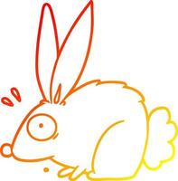 värma lutning linje teckning tecknad serie skrämd kanin vektor
