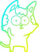 Kalte Gradientenlinie zeichnet glückliche Cartoon-Katze vektor